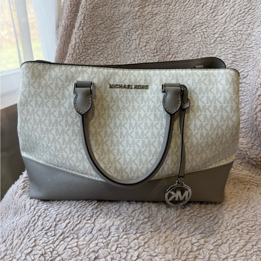 Michael Kors Cream and Gray Satchel